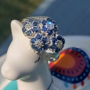 Genuine 14k White Gold, Diamond, & Sapphire Ring